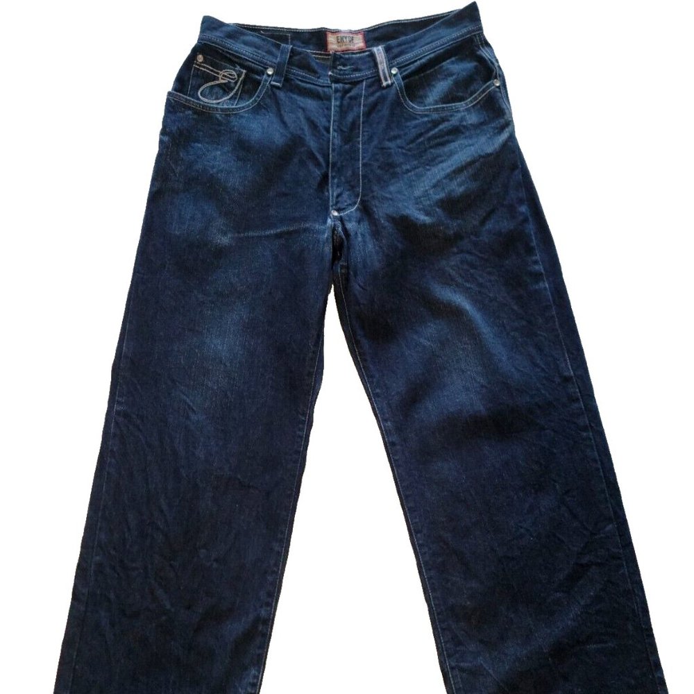 Vintage Enyce Dark Wash Blue Indigo Denim Straight Baggy Jeans Men's 32
